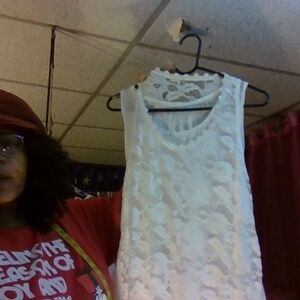 made in Italy, seam flaw , os white 2 piece white lace dress